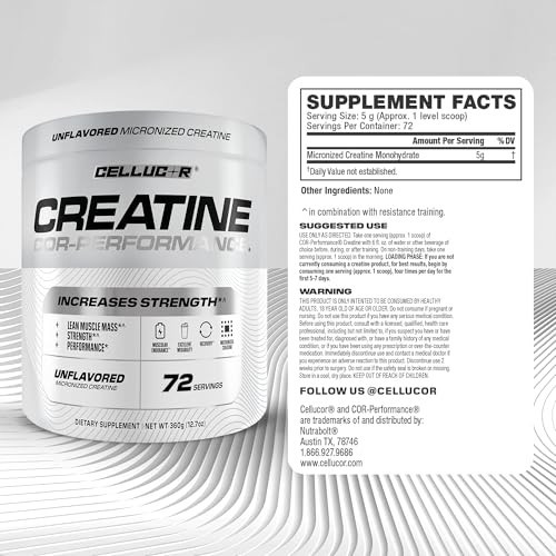 Creatine Monohydrate Powder Micronized 72 Servings Zero Calories Unflavored