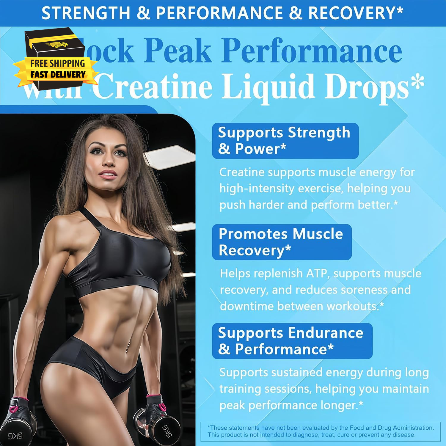 Creatine Liquid Drops – 98% High Absorption Creatine Monohydrate for Women & Men