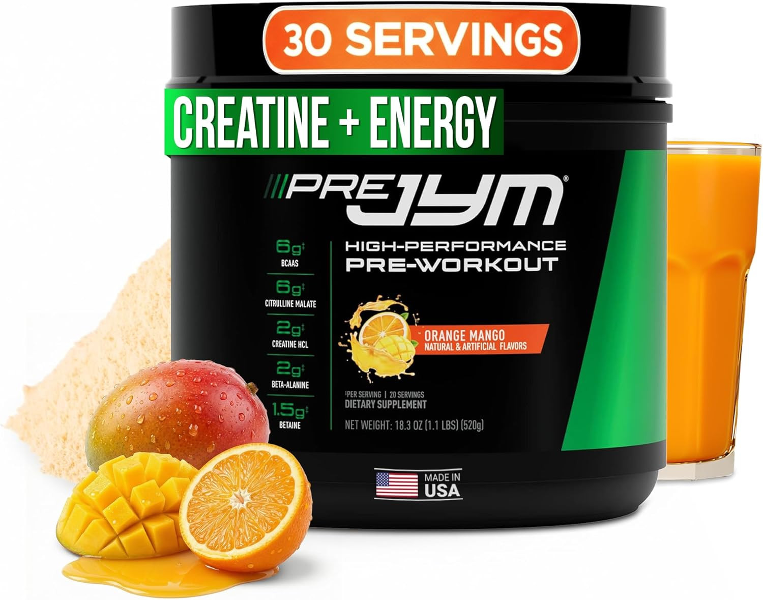 PRE JYM 30 Servings – Orange Mango