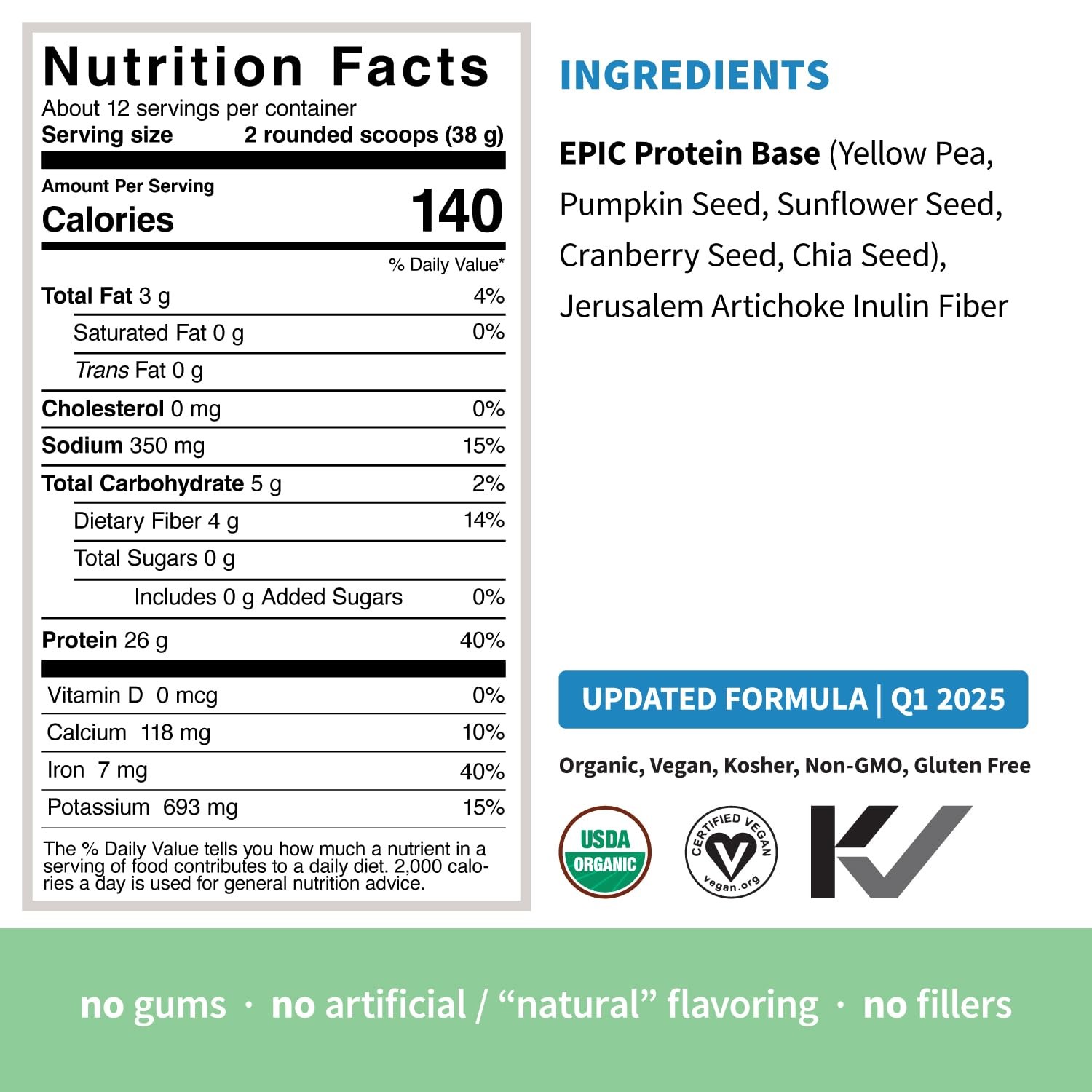 Sprout Living Plant Based Protein Superfoods Powder Original Unflavored Organic