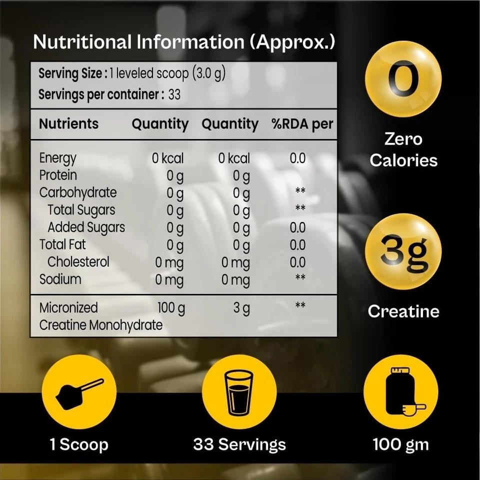 Creatine Monohydrate | 100% Pure | No Additives & Preservatives ( Unflavoured )