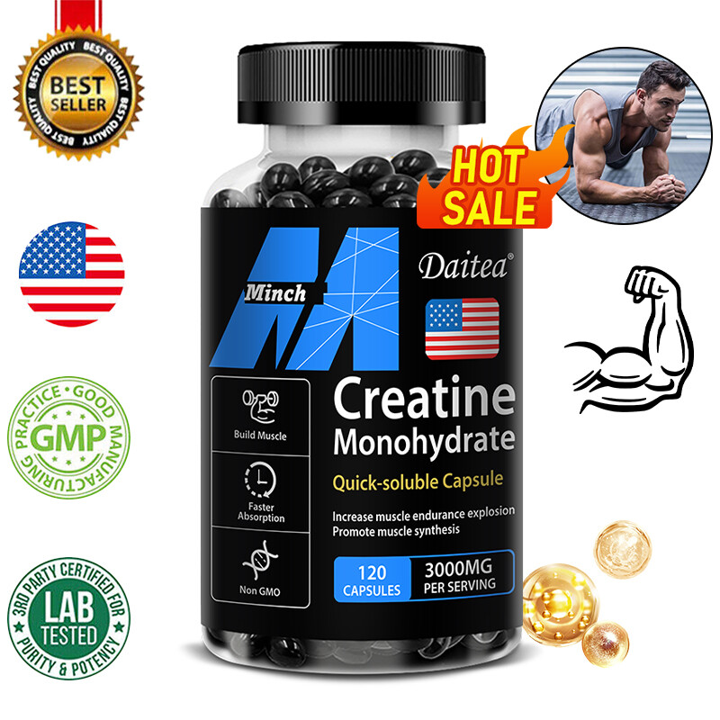 Creatine Monohydrate Capsules 3000mg, 30/60/120 Capsules,Muscle Explosion 120pcs