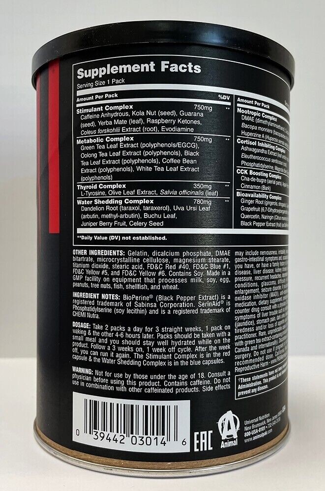 Universal Nutrition Animal Cuts Thermogenic Fat Burner Cutting Pills 42 Packs