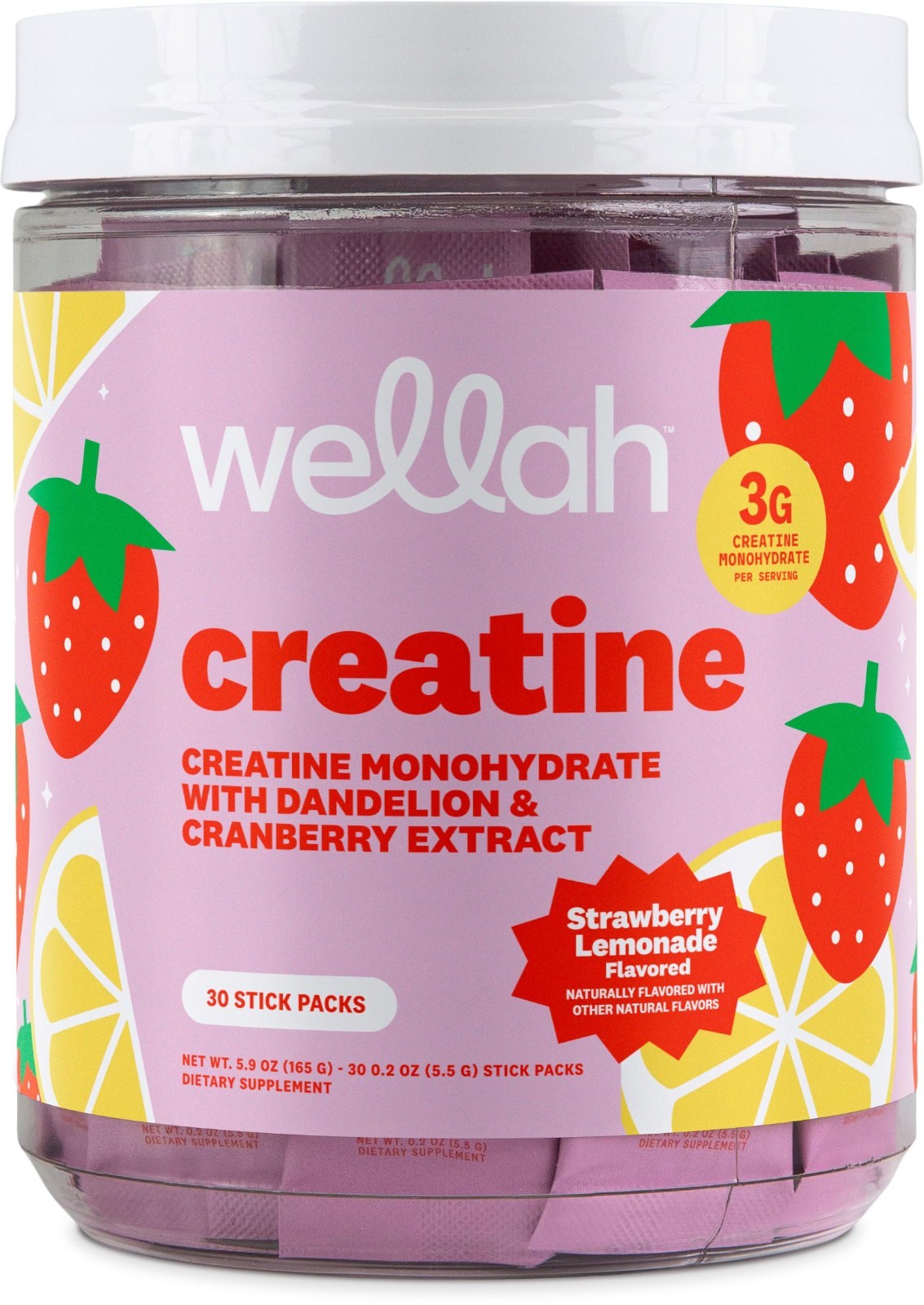 Creatine for Women – Strawberry Lemonade 30 Stick Packs, 3g Creatine Monohydrate