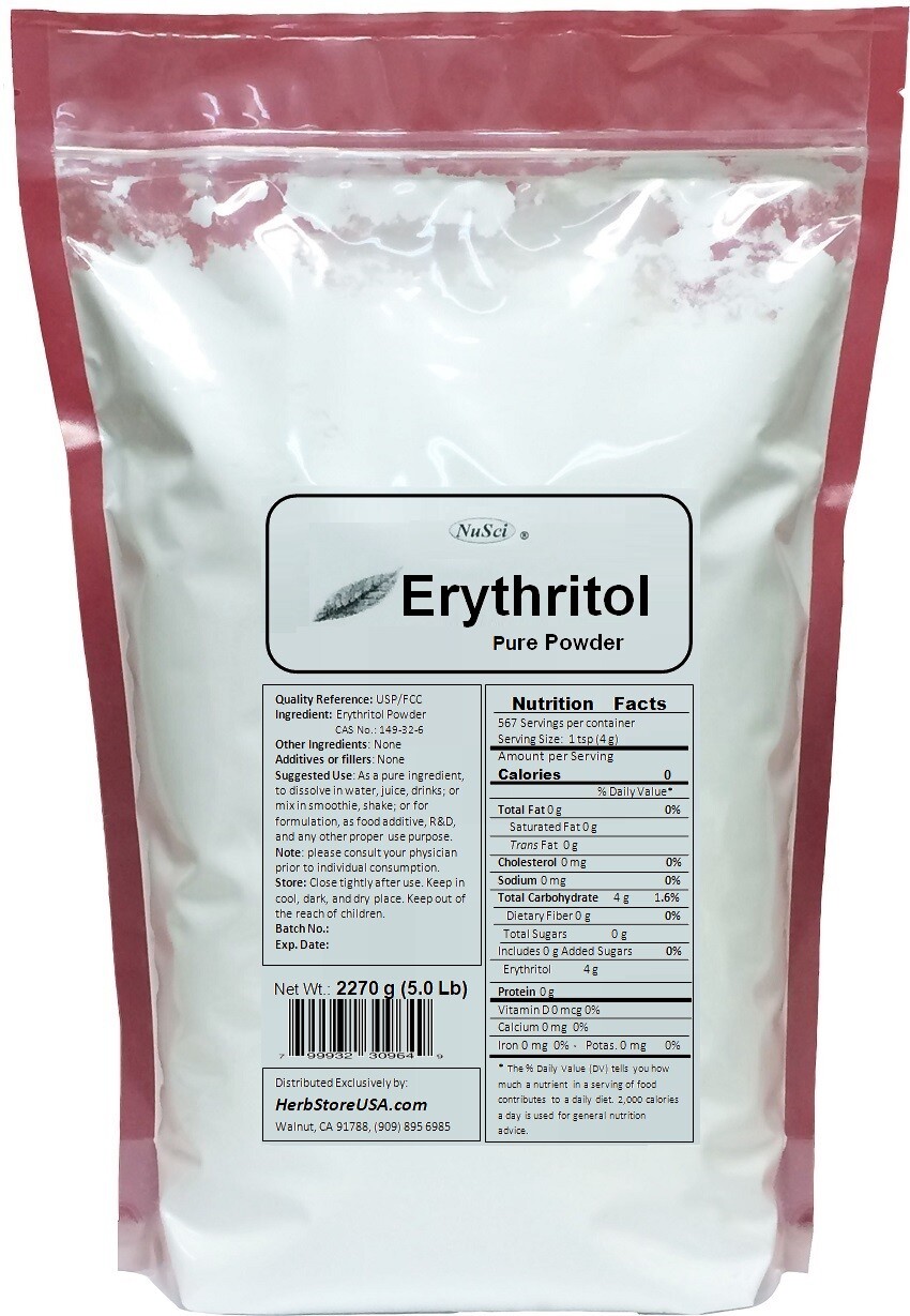 Erythritol Powder 100% Pure Zero Calorie Sweetener 2270g 5.0 pounds