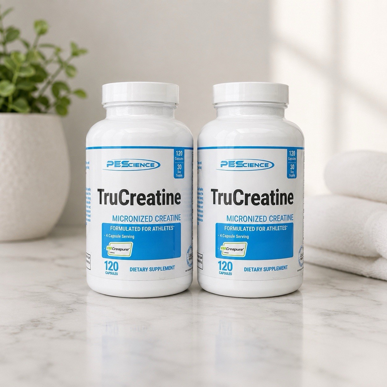 2x PEScience TruCreatine Capsules Creapure Micronized Creatine Monohydrate