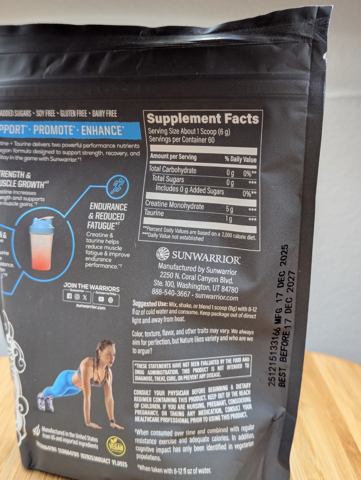 Creatine Monohydrate Powder Taurine Supplement, 5g 12.7 Ounce (Pack of 1)