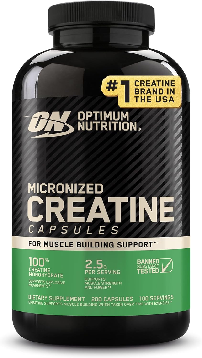 Optimum Nutrition Creatine Capsules, 200 Count, Supports Strength & Recovery