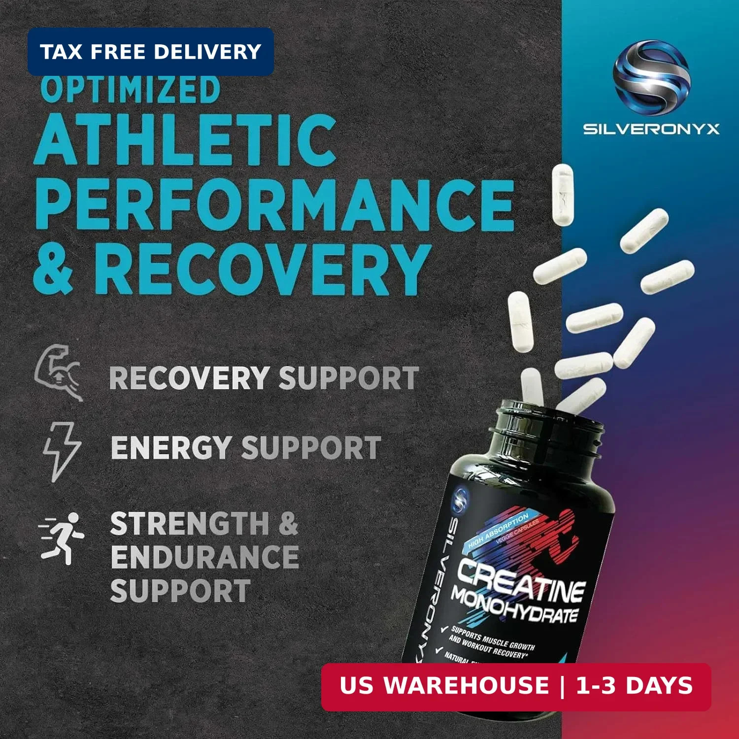 Creatine Monohydrate 3000mg Per Serving – 3X Strength Micronized Creatine Powder
