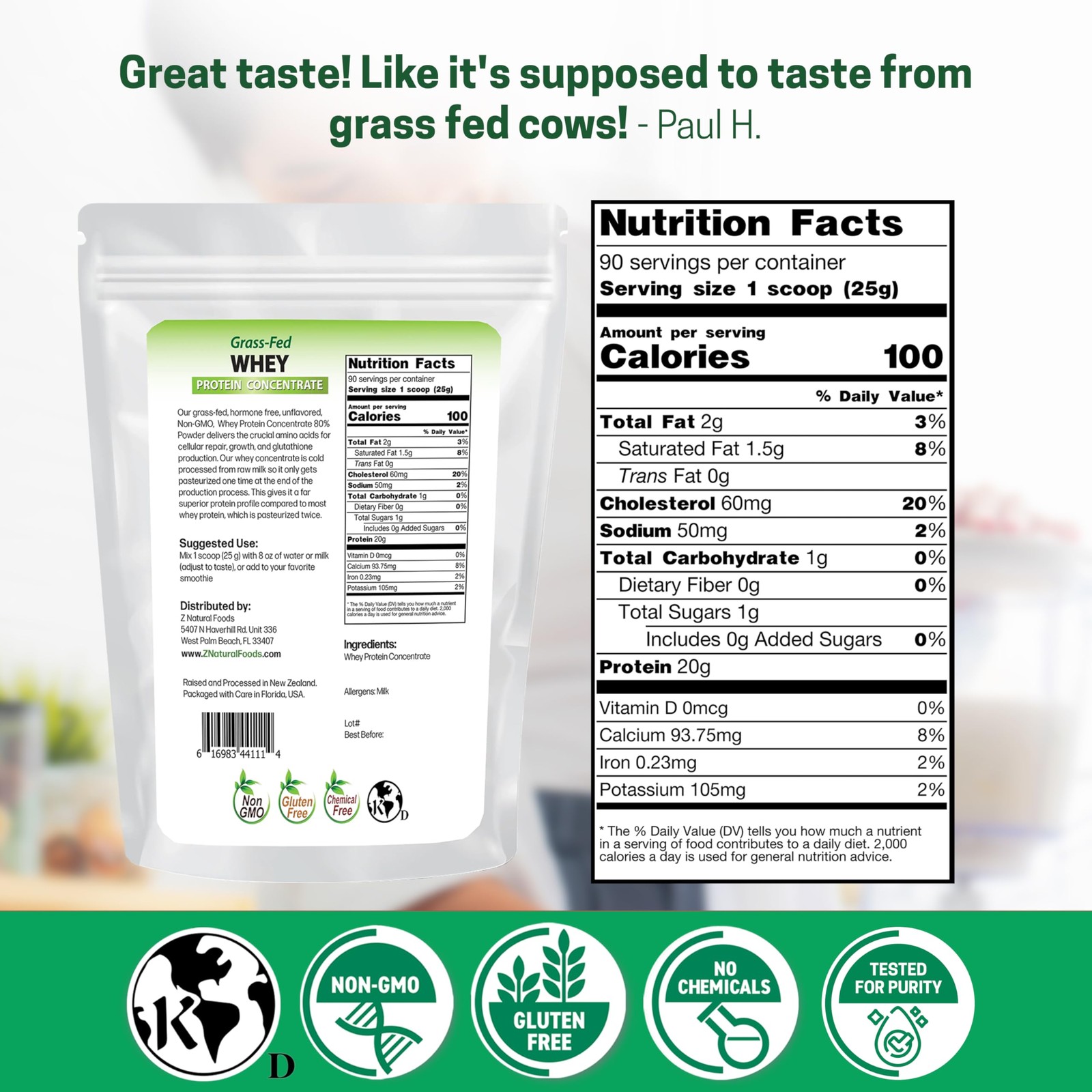Grass-Fed Whey Protein Concentrate 5 Lb – Cold Processed, Clean Powder