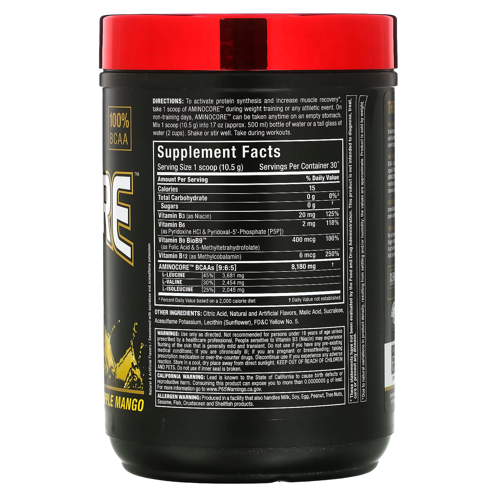 2 X ALLMAX Nutrition, AMINOCORE BCAA, Pineapple Mango, 0.69 lbs (315 g)