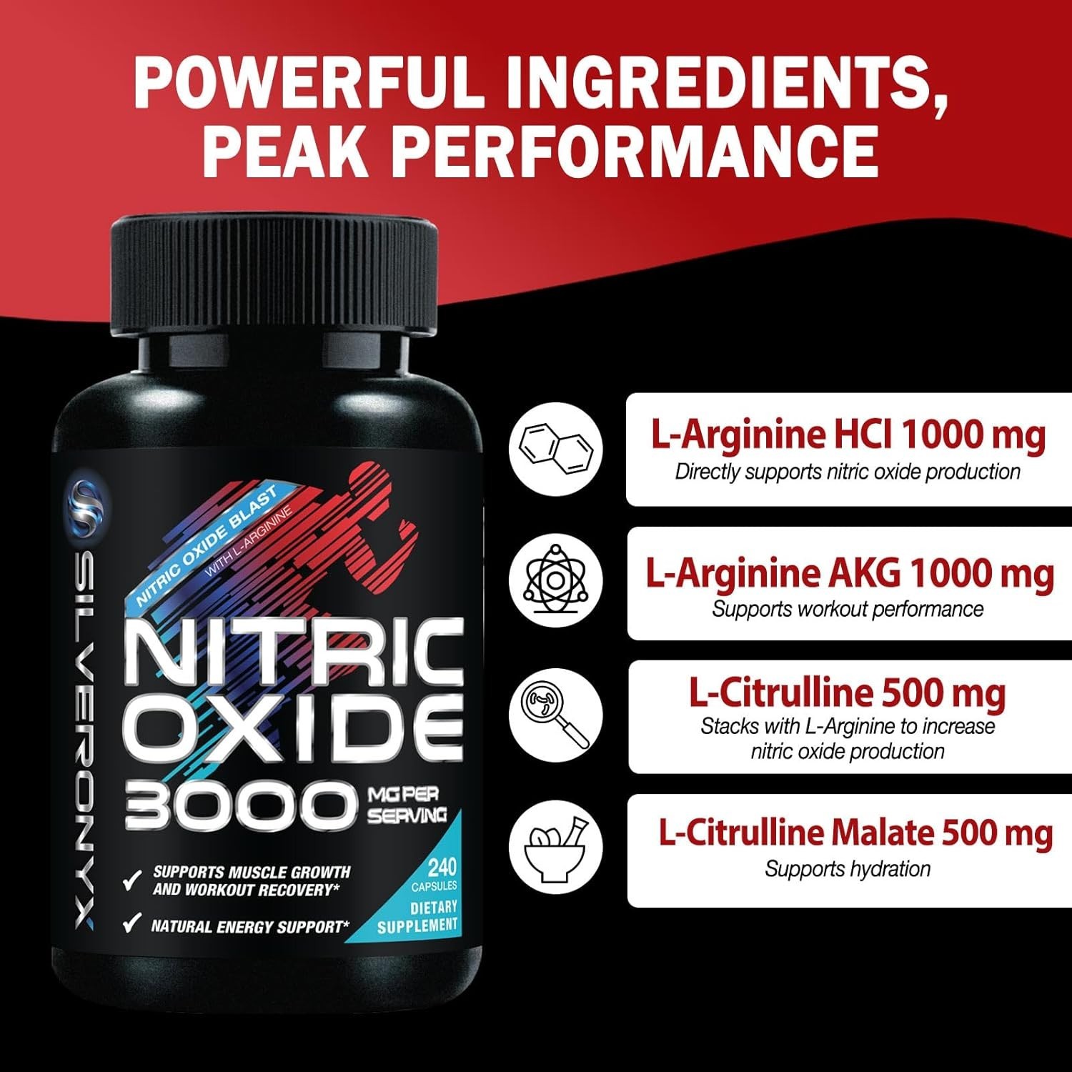 L-Arginine & Citrulline Malate Booster – 240 Capsules for Energy Support