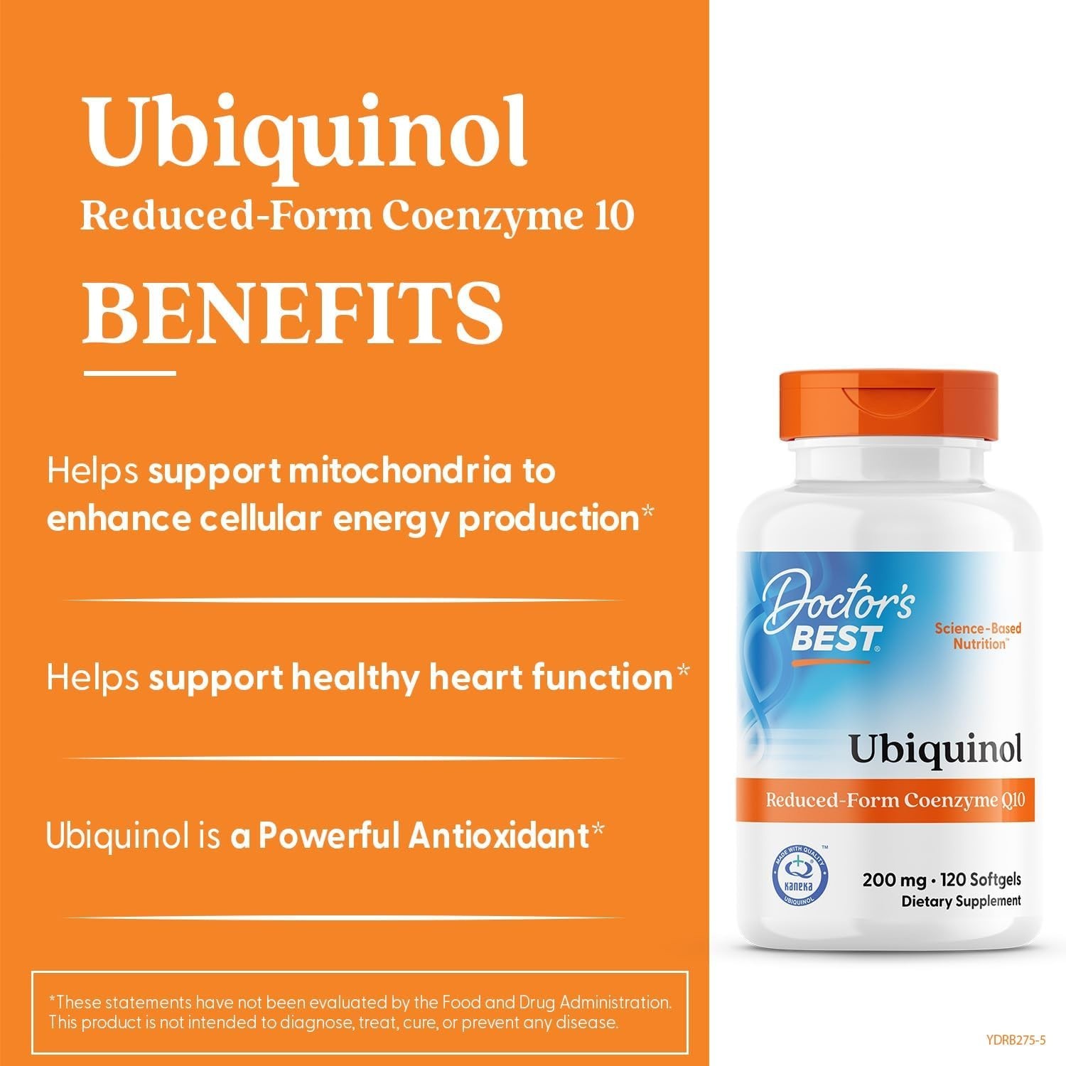 Doctor’s Best Kaneka Ubiquinol 200 mg Supplement Unisex -120 Sg. Exp: 5/2027