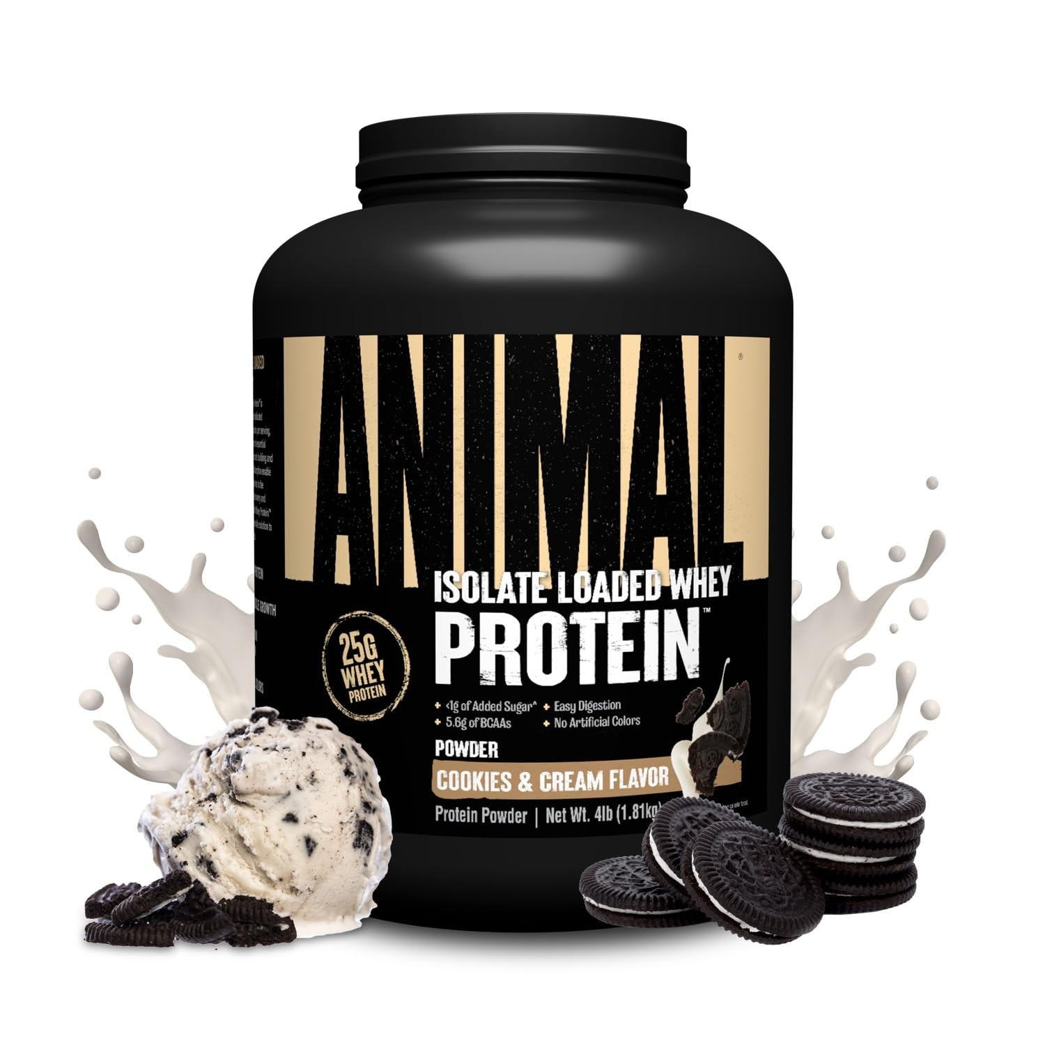 Whey Isolate Protein Powder Cookies & Cream,Loaded for Pre & Post Workout Muscle