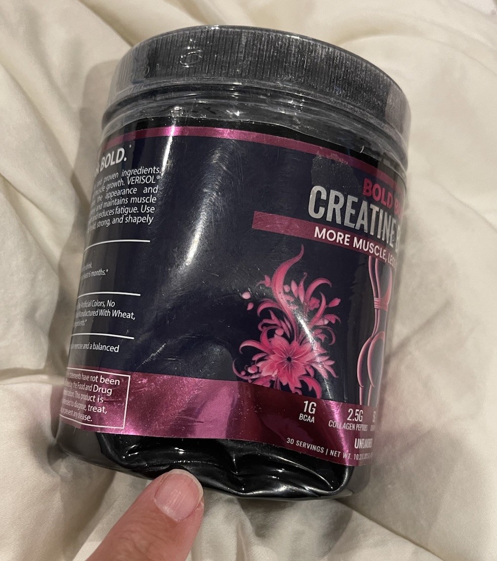 Bold Buns Creatine Boost Powder 10.32 Oz 30 Servings Dented Jar