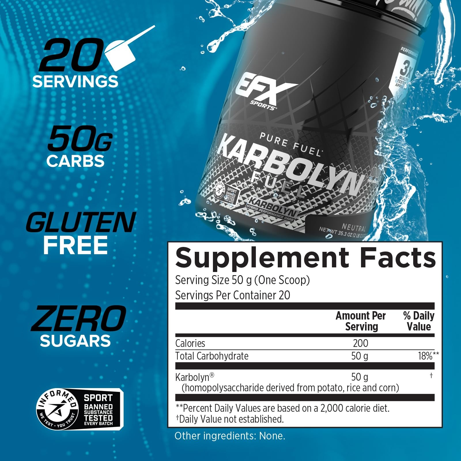 EFX Sports Karbolyn Fuel | FastAbsorbing Carbohydrate Powder | Carb Load, Sus…
