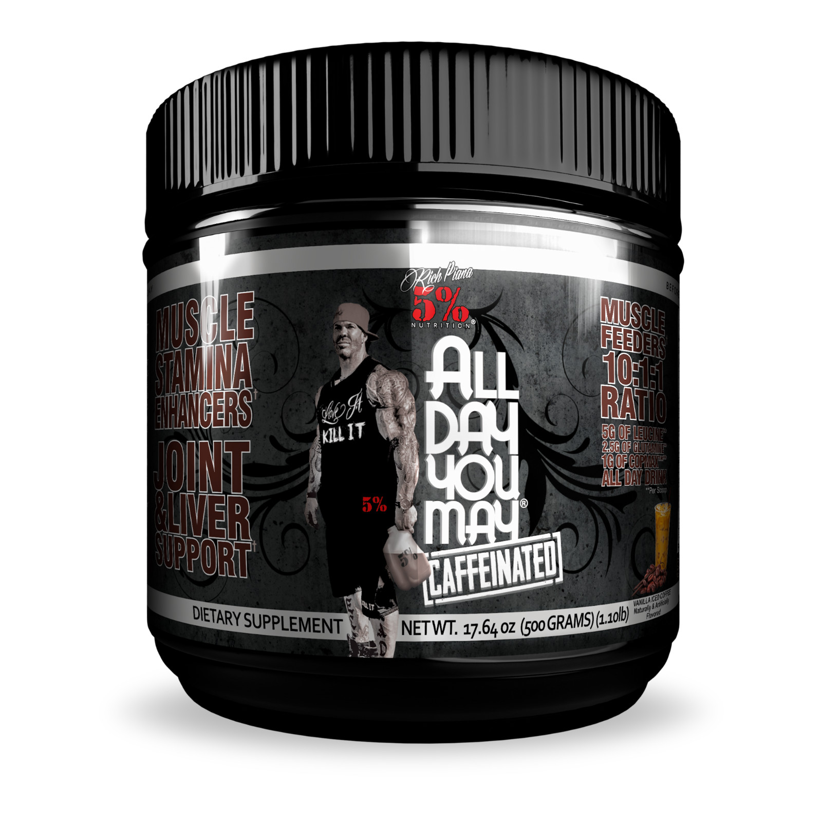 5% Nutrition Rich Piana All Day You May | CAFFEINATED | BCAA AMINO ALL FLAVORS