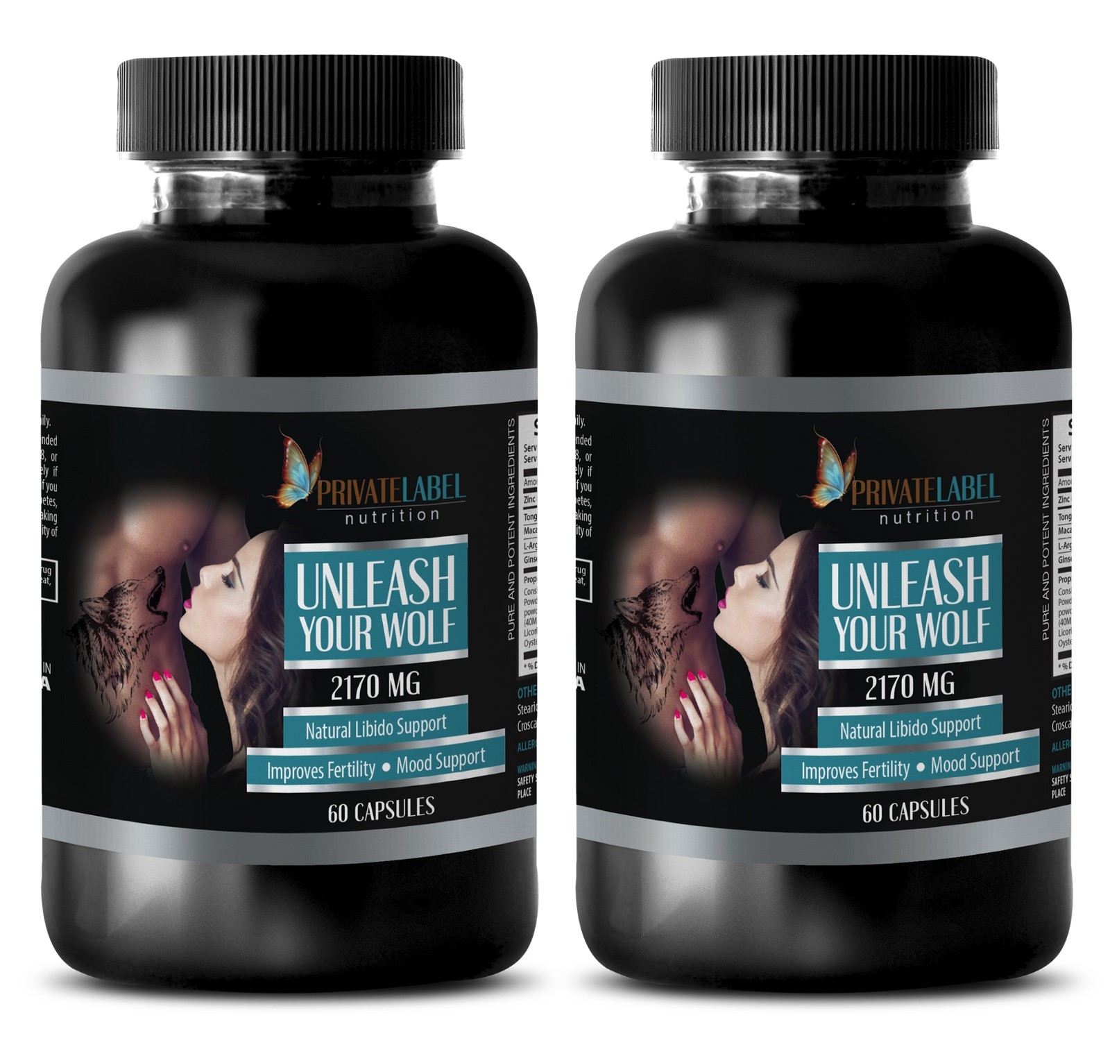 Male Stamina “Unleash Your Wolf” Male Enhancement Pills 2 Bottles, 120 Capsules