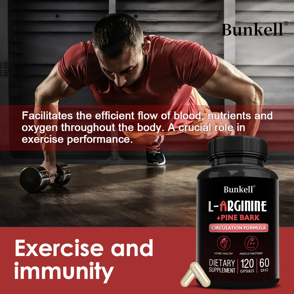 L-Arginine 1800mg Nitric Oxide, French Pine Bark, Supports Muscle Heart Health