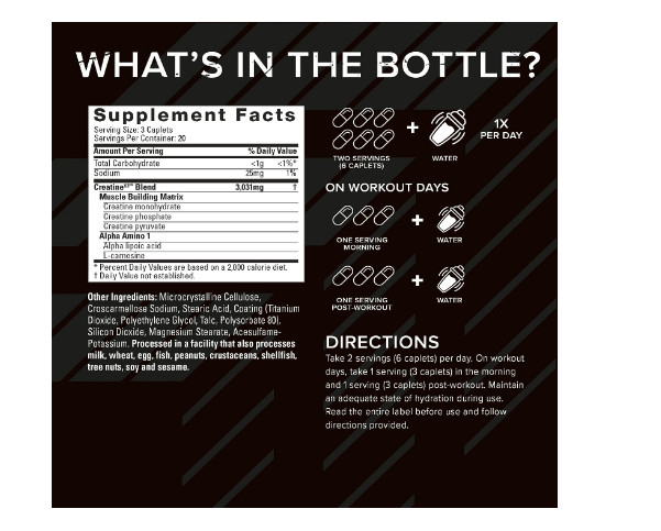 Creatine Powerful Dose Capsules Pills Post Workout X3 Monohydrate Blend Fitness