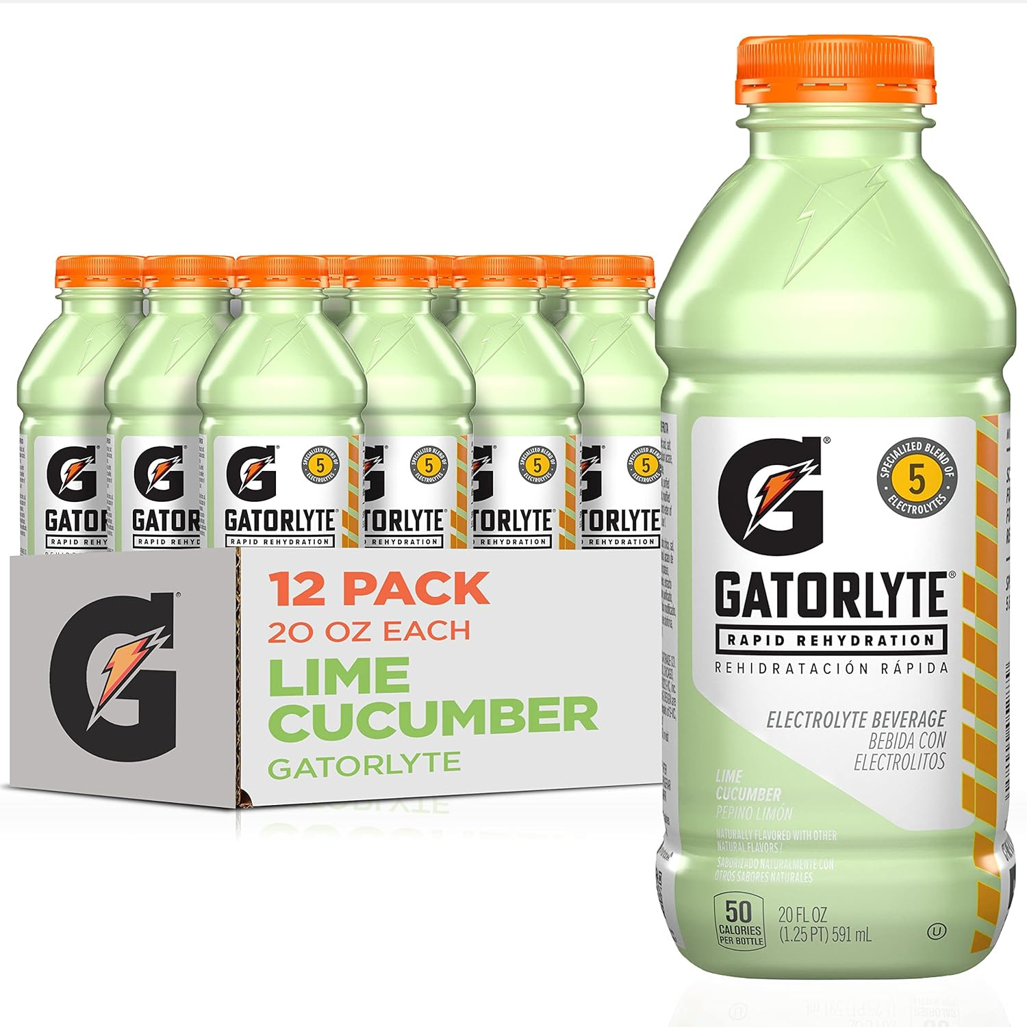 Gatorlyte Rapid Rehydration Electrolyte Beverage, Lime Cucumber, 20Oz Bottles (1