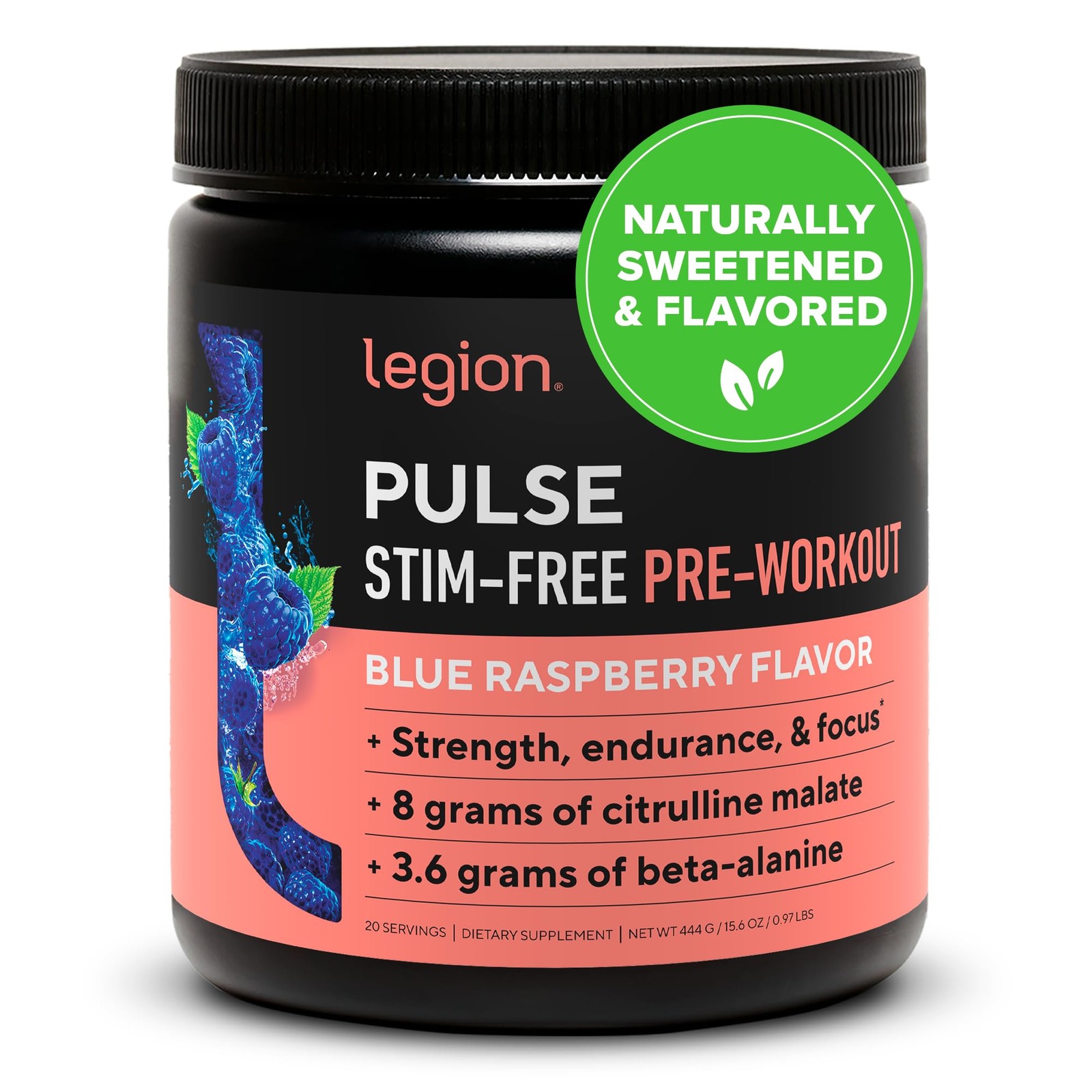 LEGION Pulse Pre Workout Supplement – Natural Nitric Oxide Booster Drink