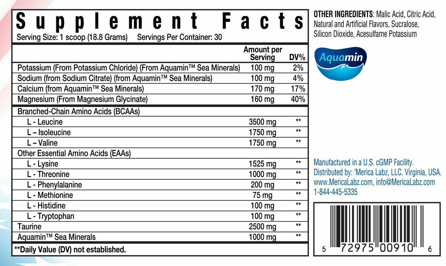 Merica Labz Suprimos BCAA/EAA Supplement w/ Eletrolytes – WIld Blue Yonder