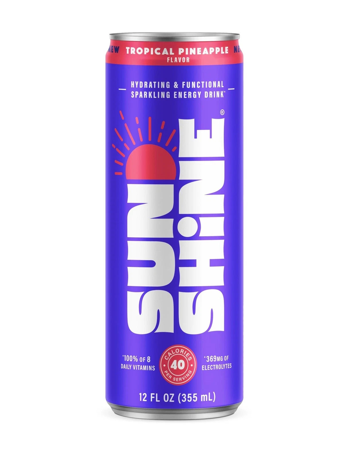 Sunshine Sparkling Energy Drink Tropical Pineapple with Daily Essential Vitam…