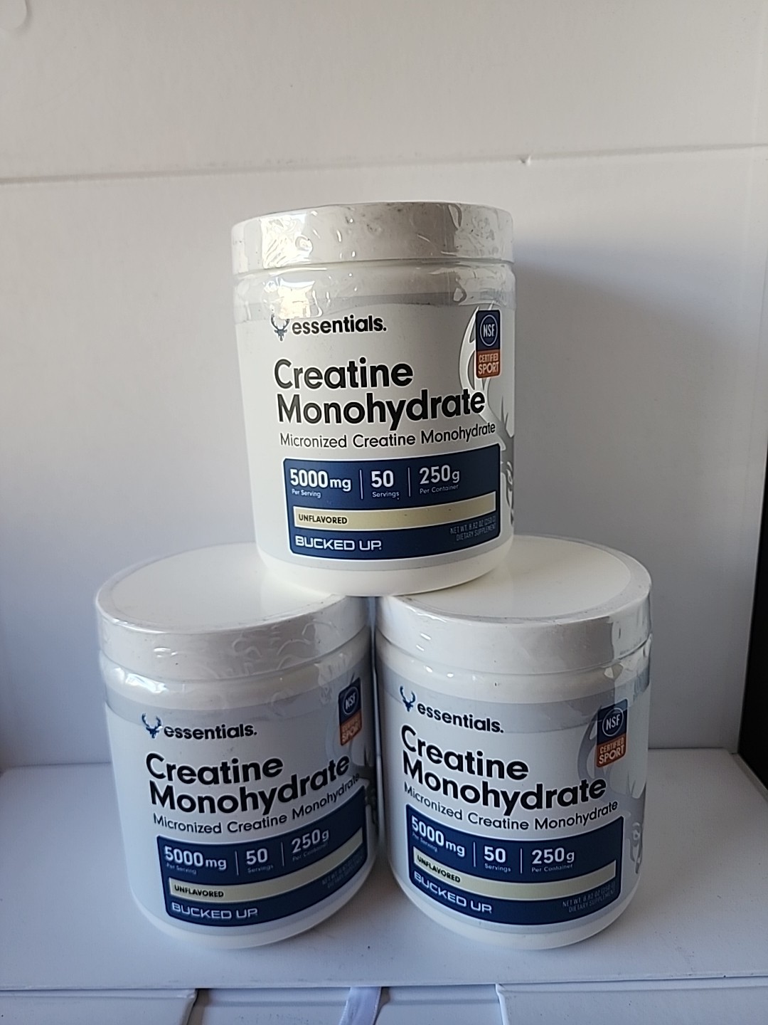 3× Bucked Up Creatine Monohydrate Sports and Fitness Performance Powder – 250g