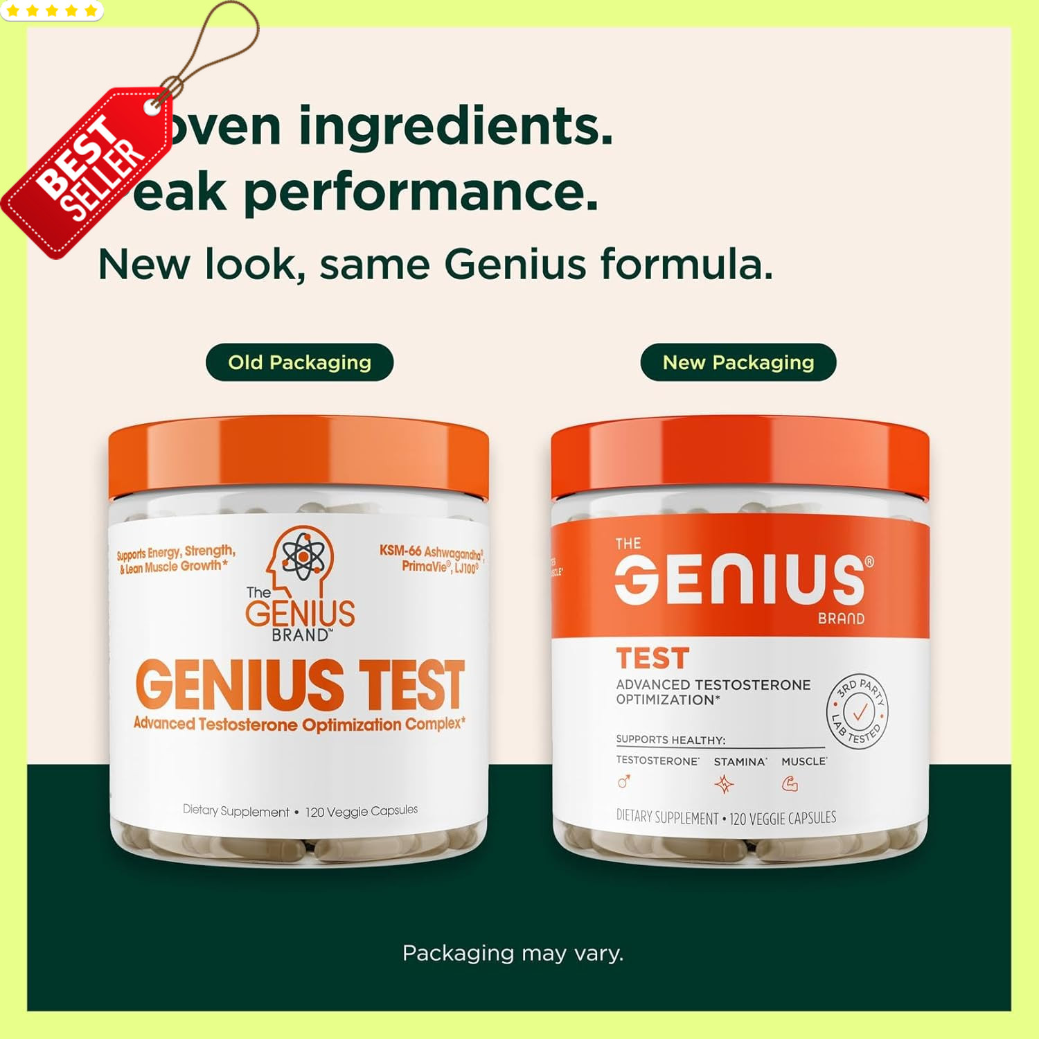 Genius Test Testosterone Booster Men Stamina Energy Strength Muscle 120Ct US