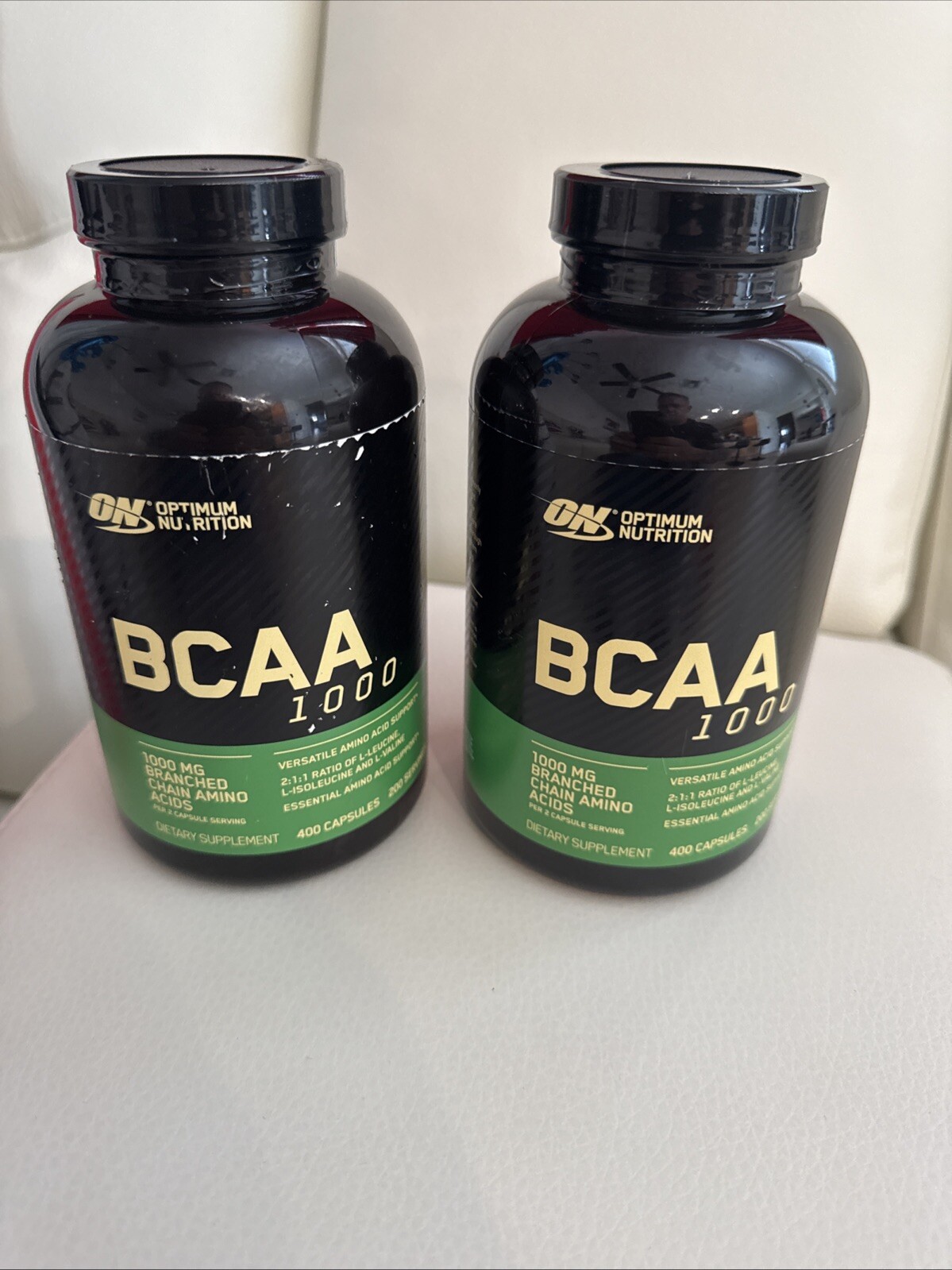 Optimum Nutrition, BCAA 1000 Caps, MegaSize, 1,000 mg, 200 Capsules, 2 Bottles