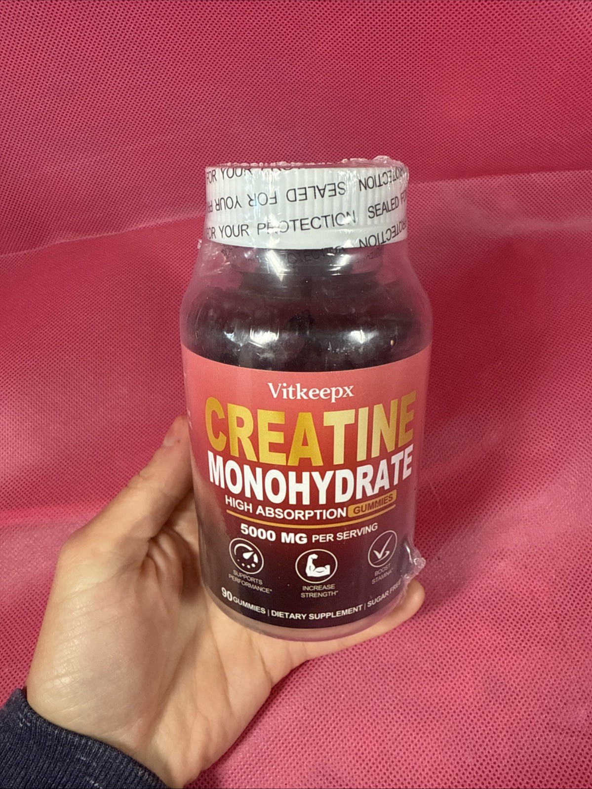 Creatine Monohydrate Gummies 5g 90ct High Absorption Strawberry EXP: 03/27 U1