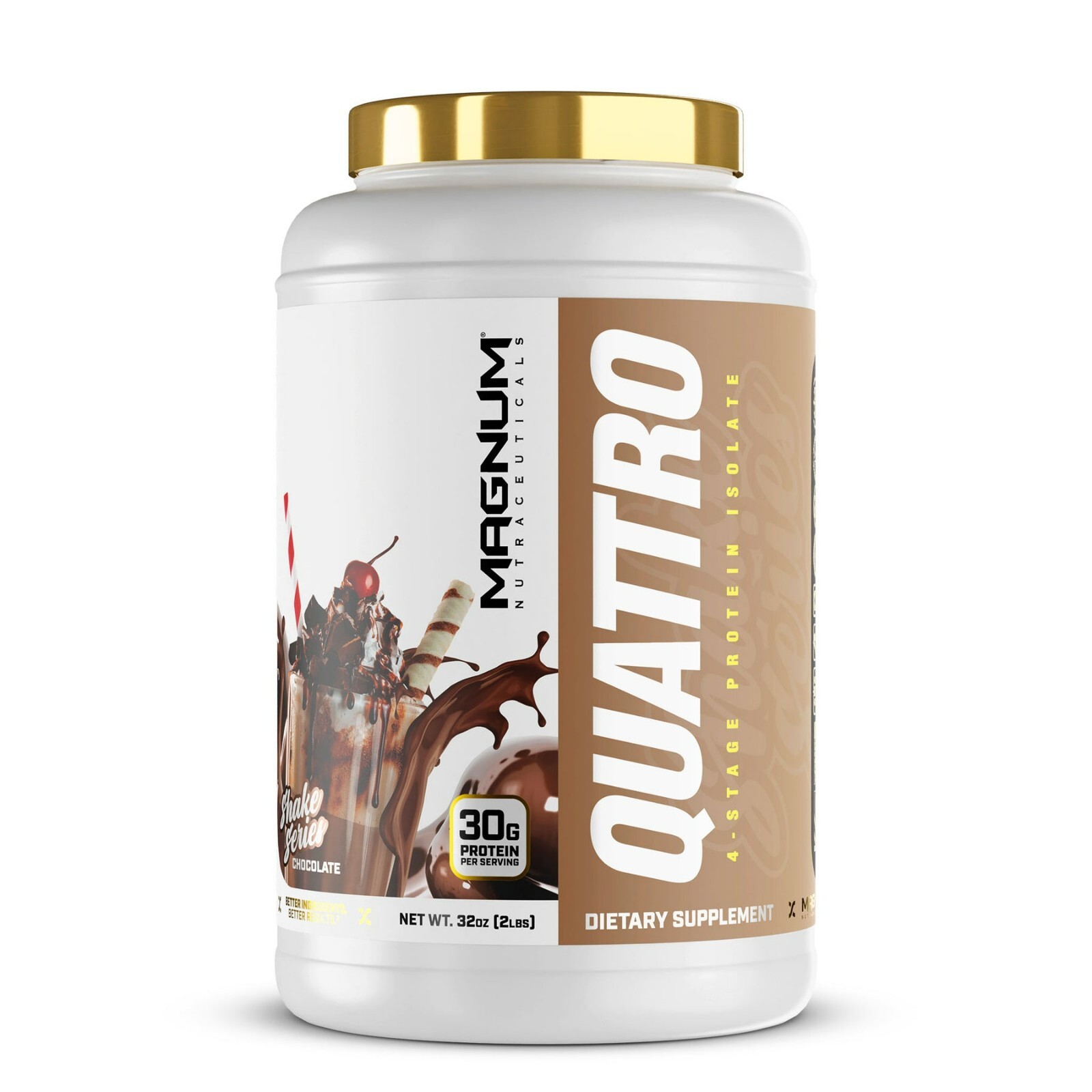 Magnum Nutraceuticals Quattro 2lb Chocolate blend Milk Egg Whey Casein Protein
