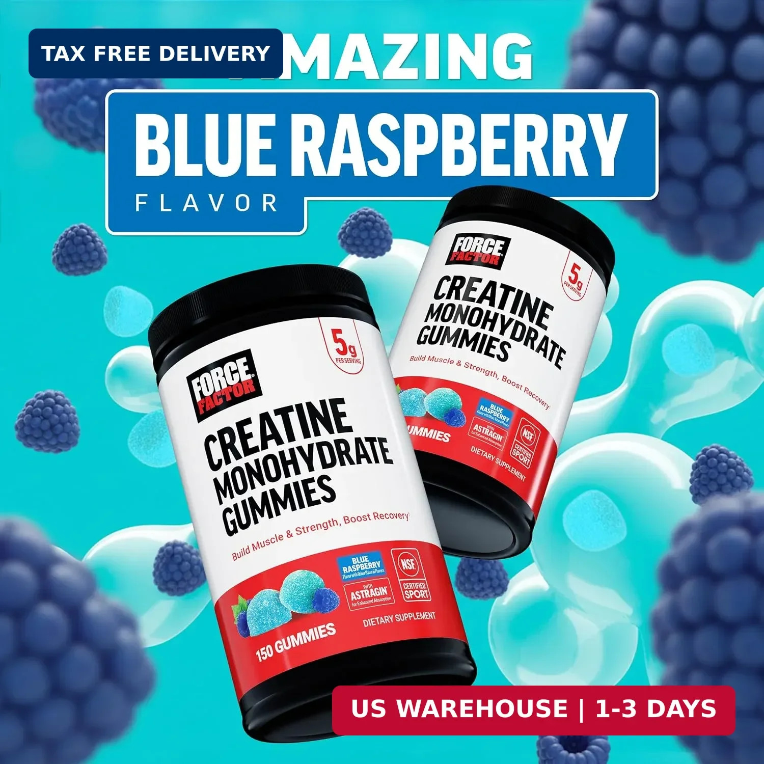 Creatine Monohydrate Gummies, NSF Certified | 5g Dose to Support Mu