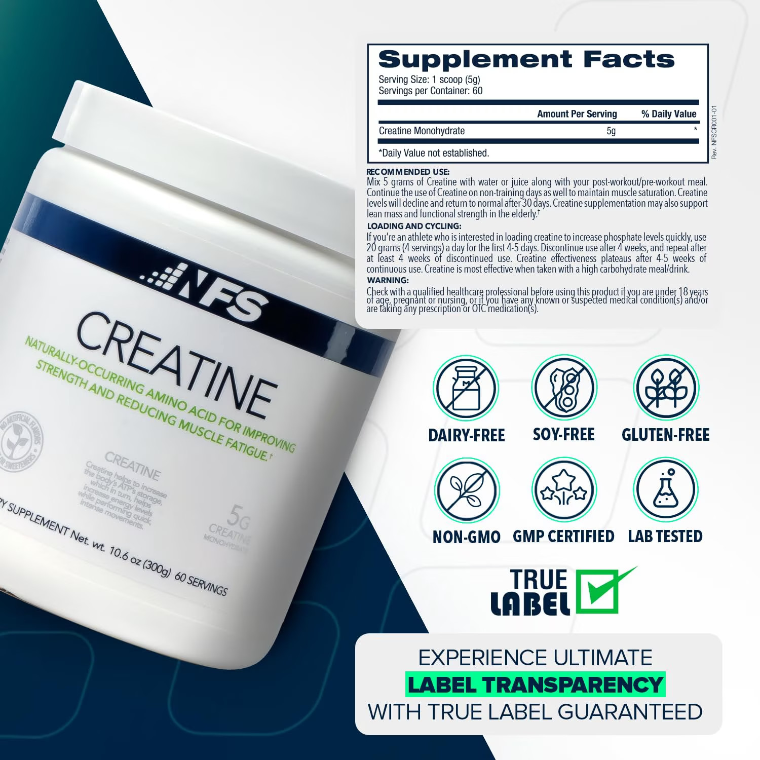 Micronized Creatine Monohydrate Powder, Unflavored, 30 Servings, 150G