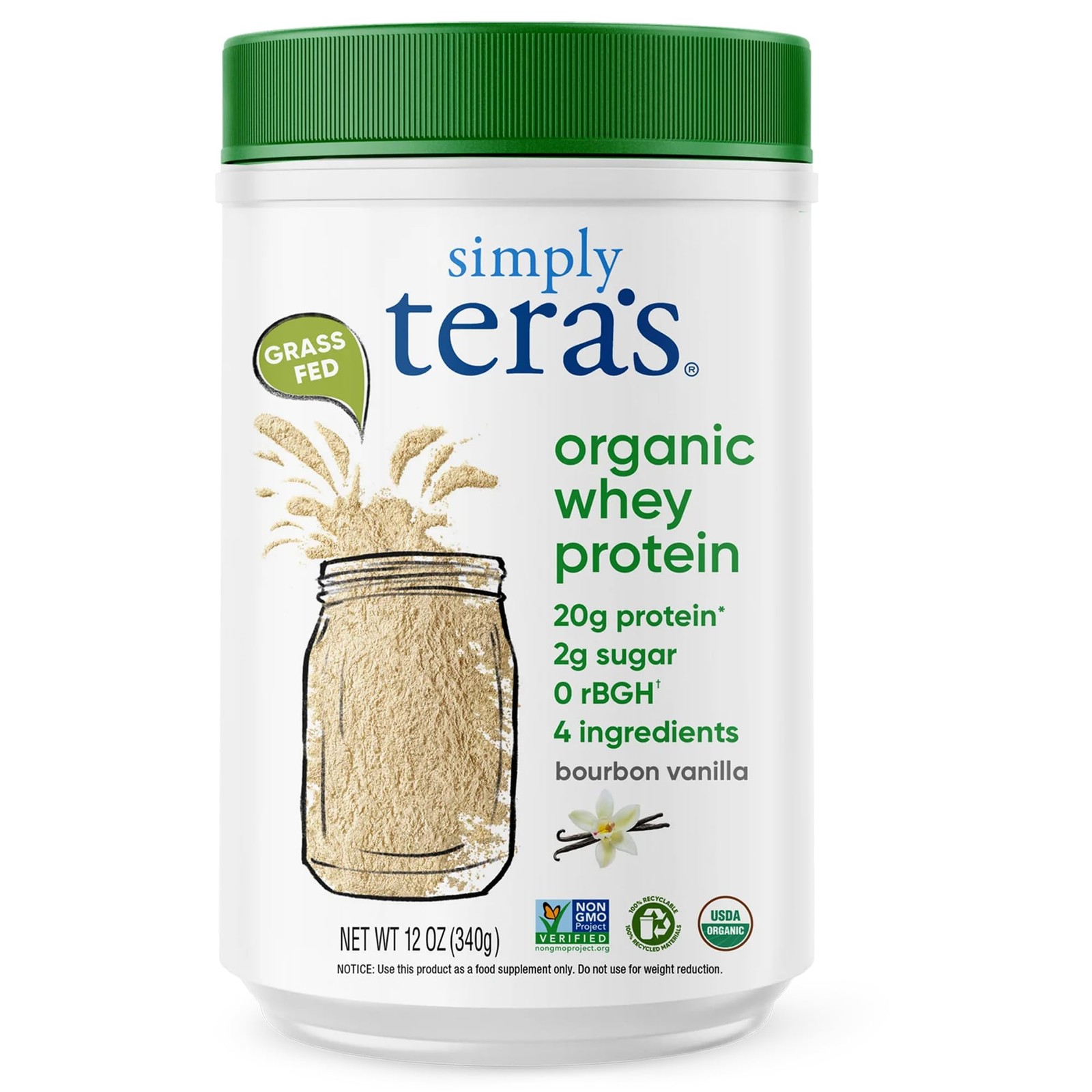 Simply Tera’S Simply Teras Organic Whey Protein Powder – Bourbon Vanilla – 12 Oz