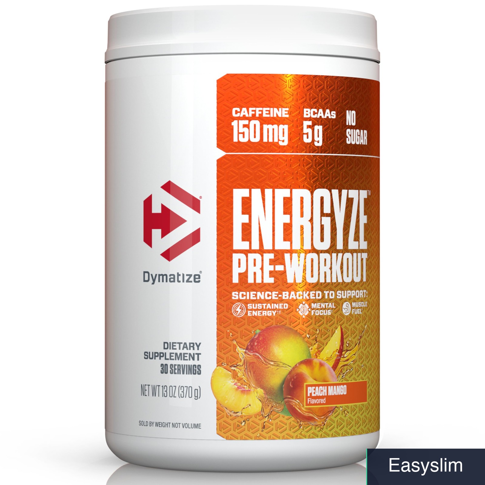 Pre-Workout Powder 150mg Caffeine 5g BCAAs Peach Mango No Sugar 30 Servings