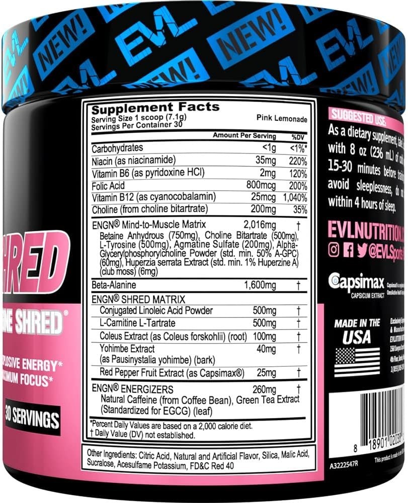 EVL EVLution Nutrition – ENGN Shred Preworkout 30 Servs – ANY FLAVOR **CLUMPY**