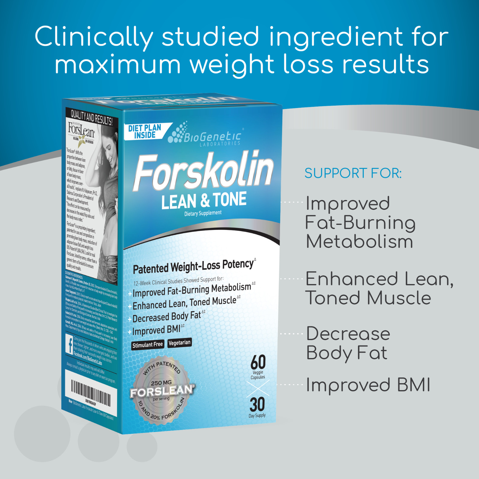 Forskolin Lean & Tone Clinically Studied Weight Loss & Body Toning Formula