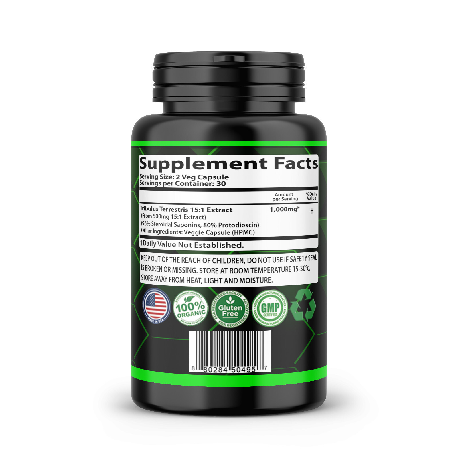 TRIBULUS TERRESTRIS 96% SAPONINS BODY BUILD SPORT FITNESS SUPPLEMENT 7500mg