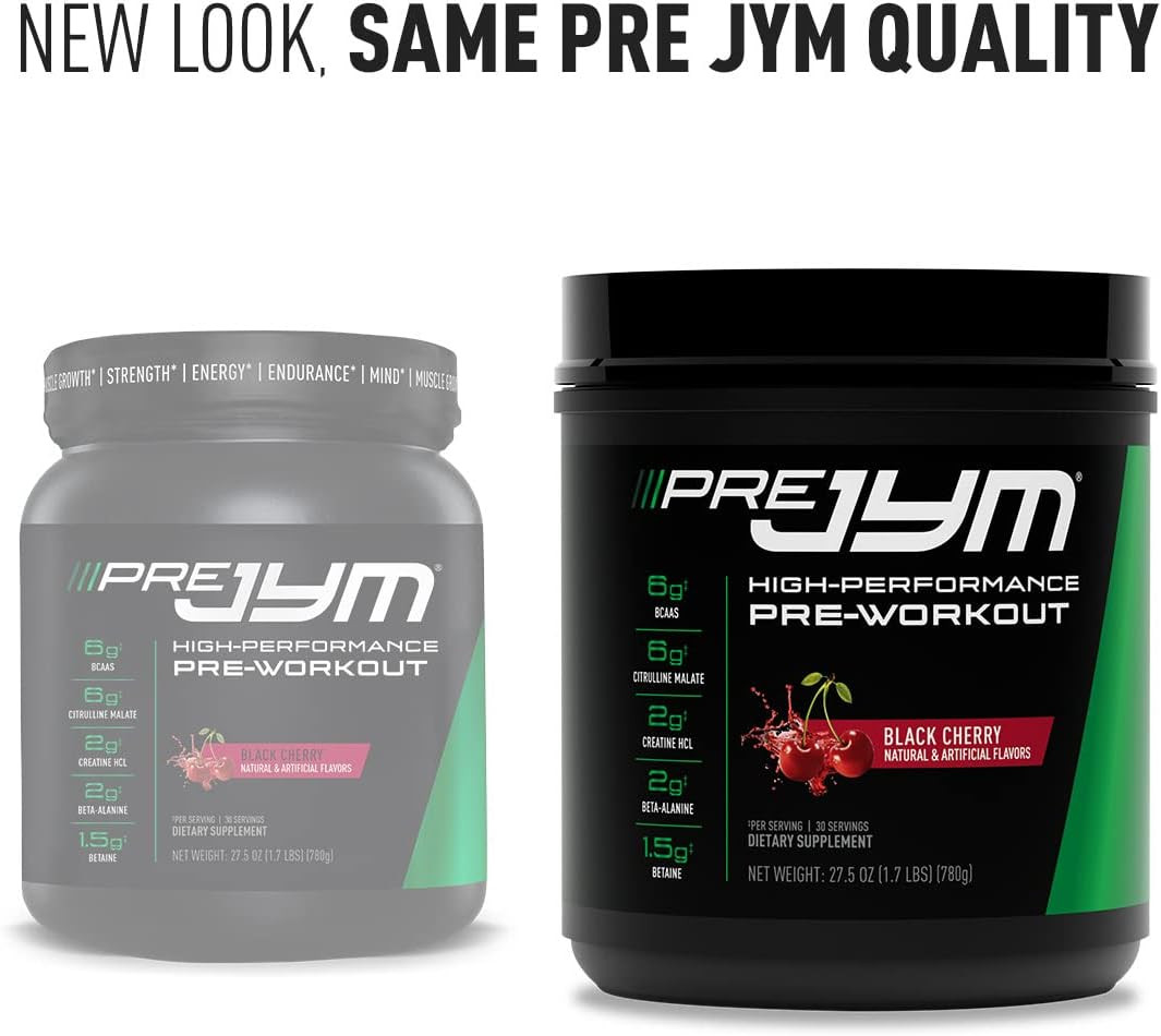 Pre JYM Black Cherry Pre Workout Powder for Men & Women, Bcaas, Nootropics, Crea