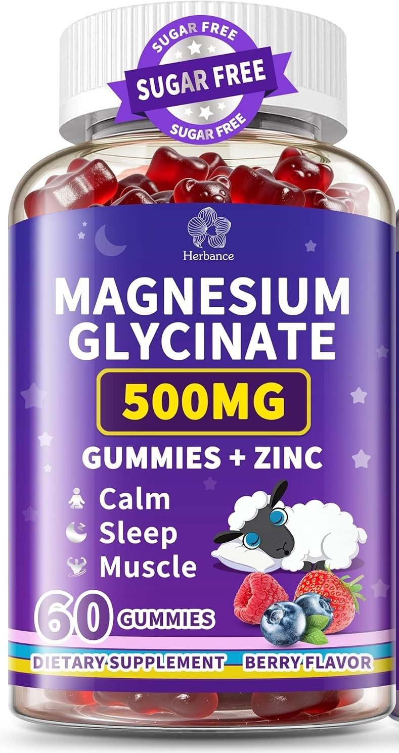 Herbance Magnesium Glycinate Gummies 500mg, High Absorption Magnesium glycinate