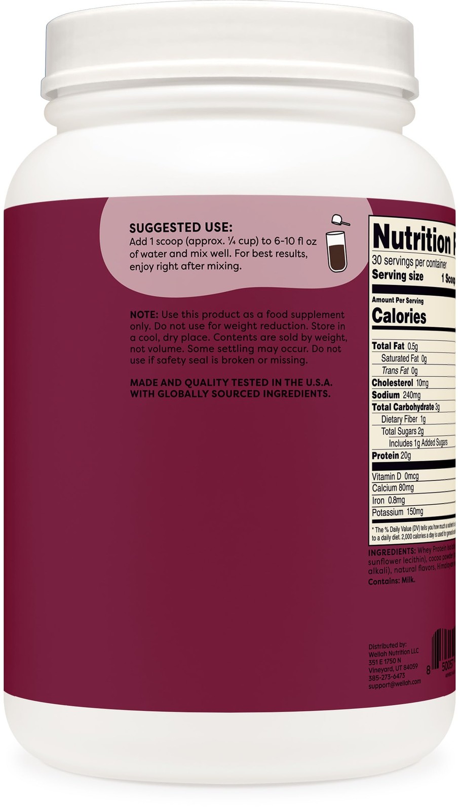 Wellah Protein Your Whey 30 Servings Dark Chocolate – Whey Protein Isolate Pr…