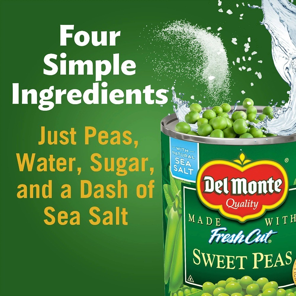 Canned Sweet Peas, 12 Pack of 8.5 oz Cans, Vegetables, Non-GMO, Great for