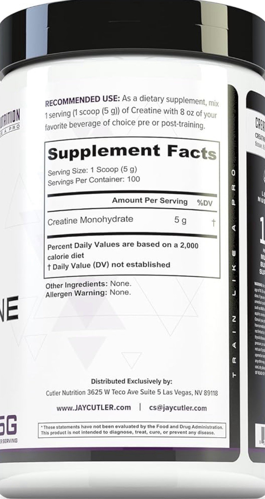 Cutler Nutrition Creatine Monohydrate Supplement Unflavored 5 Pack