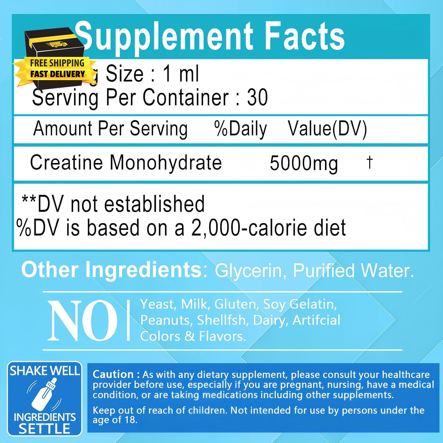 Creatine Liquid Drops – 98% High Absorption Creatine Monohydrate for Women & Men