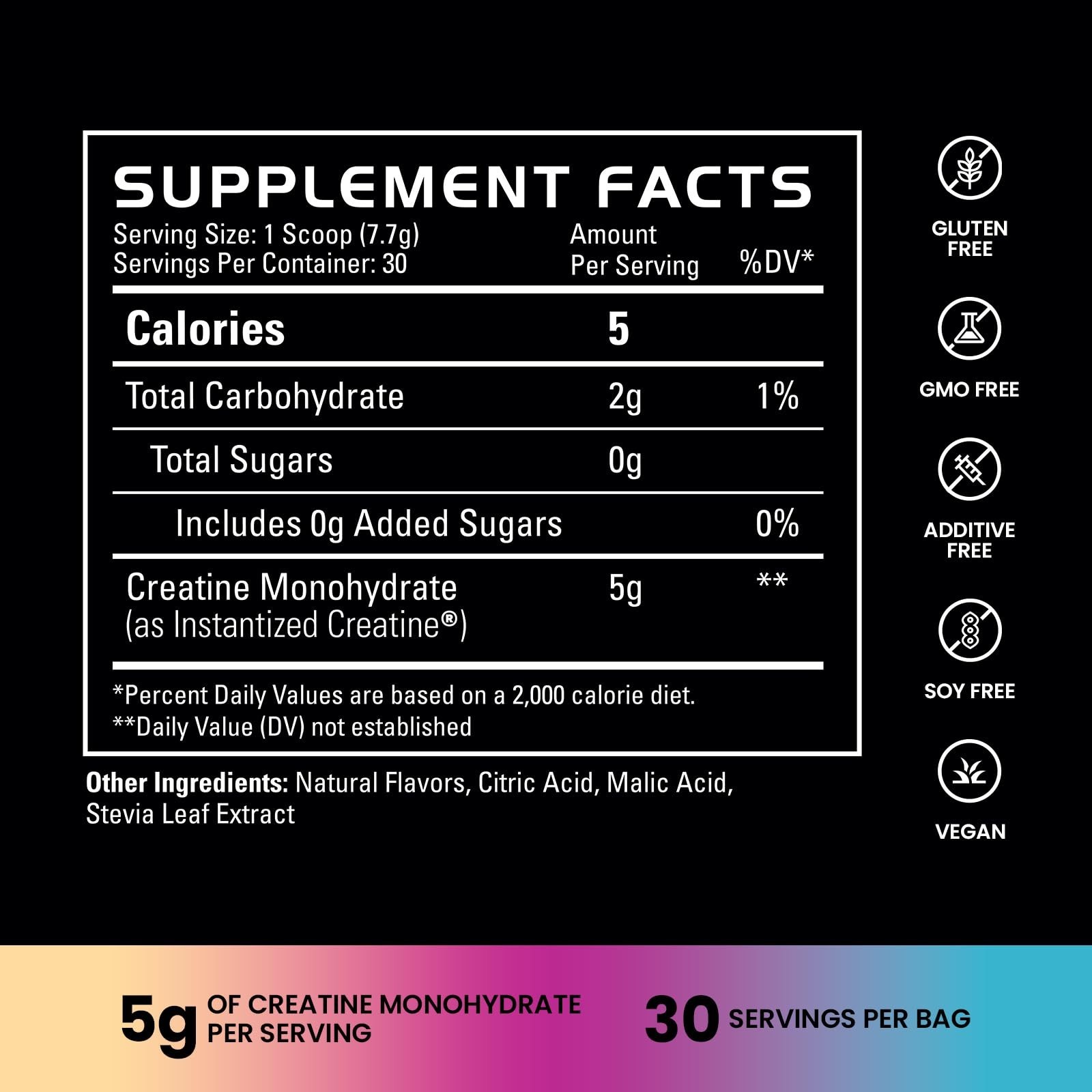 Instantized Creatine Monohydrate Powder, Sour Gummy, 30 Servings | Muscle Buildi