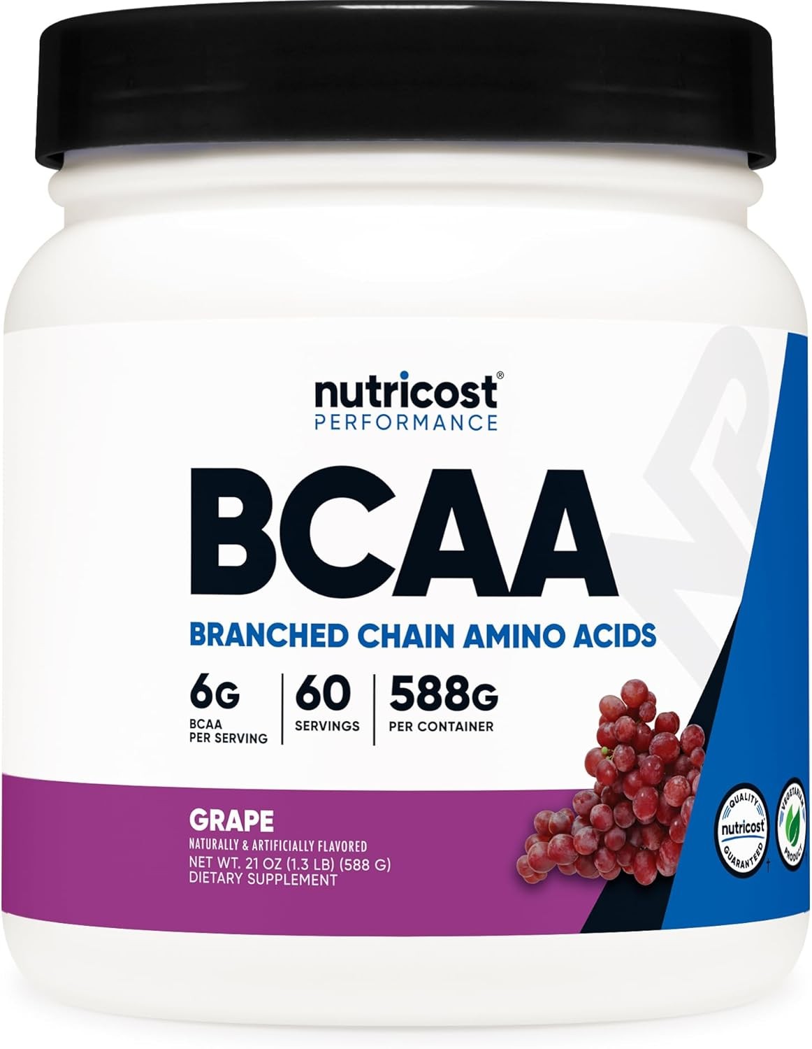 Nutricost BCAA Powder (Grape, 60 Servings) – Optimal 60 Servings (Pack of 1)