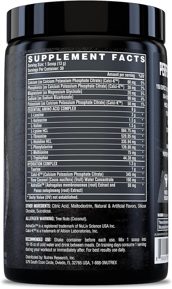 Nutrex Research EAA+ BCAAs Hydration Fruit Punch Powder For Muscle Recovery