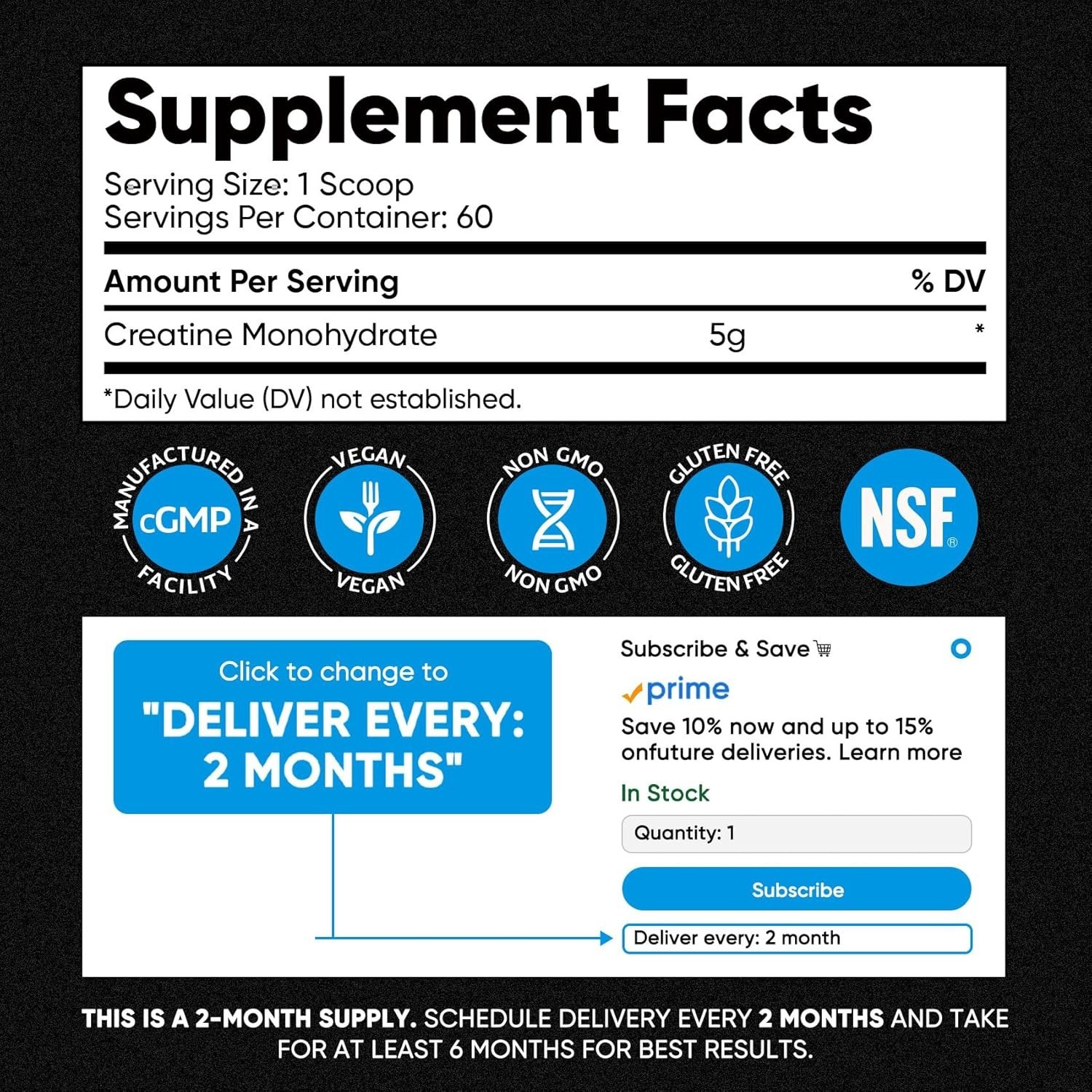 Venture Pal 100% Pure Micronized Creatine Monohydrate Powder, Unflavored